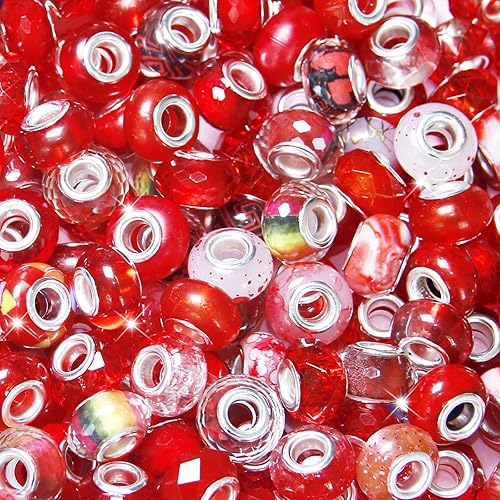 Vista 90 de Cuentas de agujero grande negro europeo para bolígrafos, 100 piezas surtidas de agujeros grandes de hadas, varita de jardín, cuentas espaciadoras