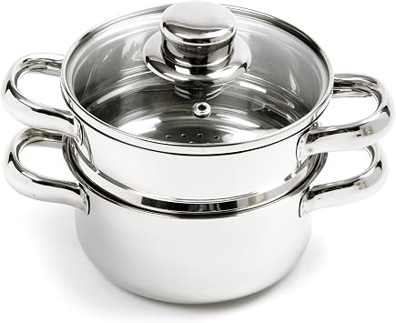 Norpro 1-Quart Stainless Steel Mini Steamer Cooker, 3 Piece Set