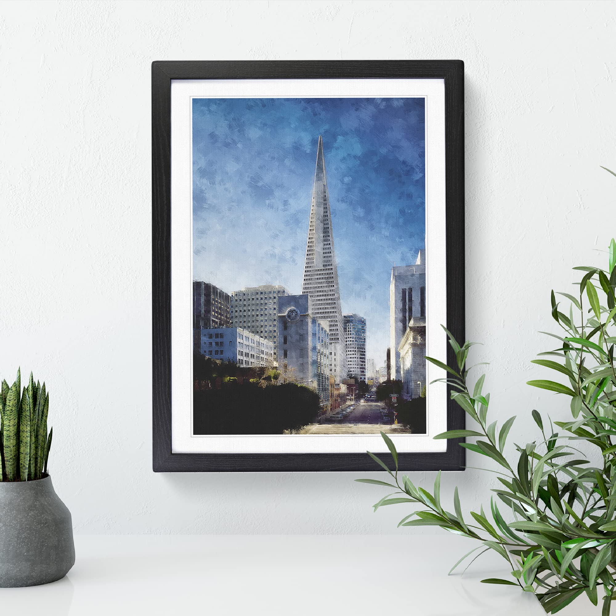 Transamerica Pyramid In San Francisco Painting Modern Framed Wall Art Print - Image 3