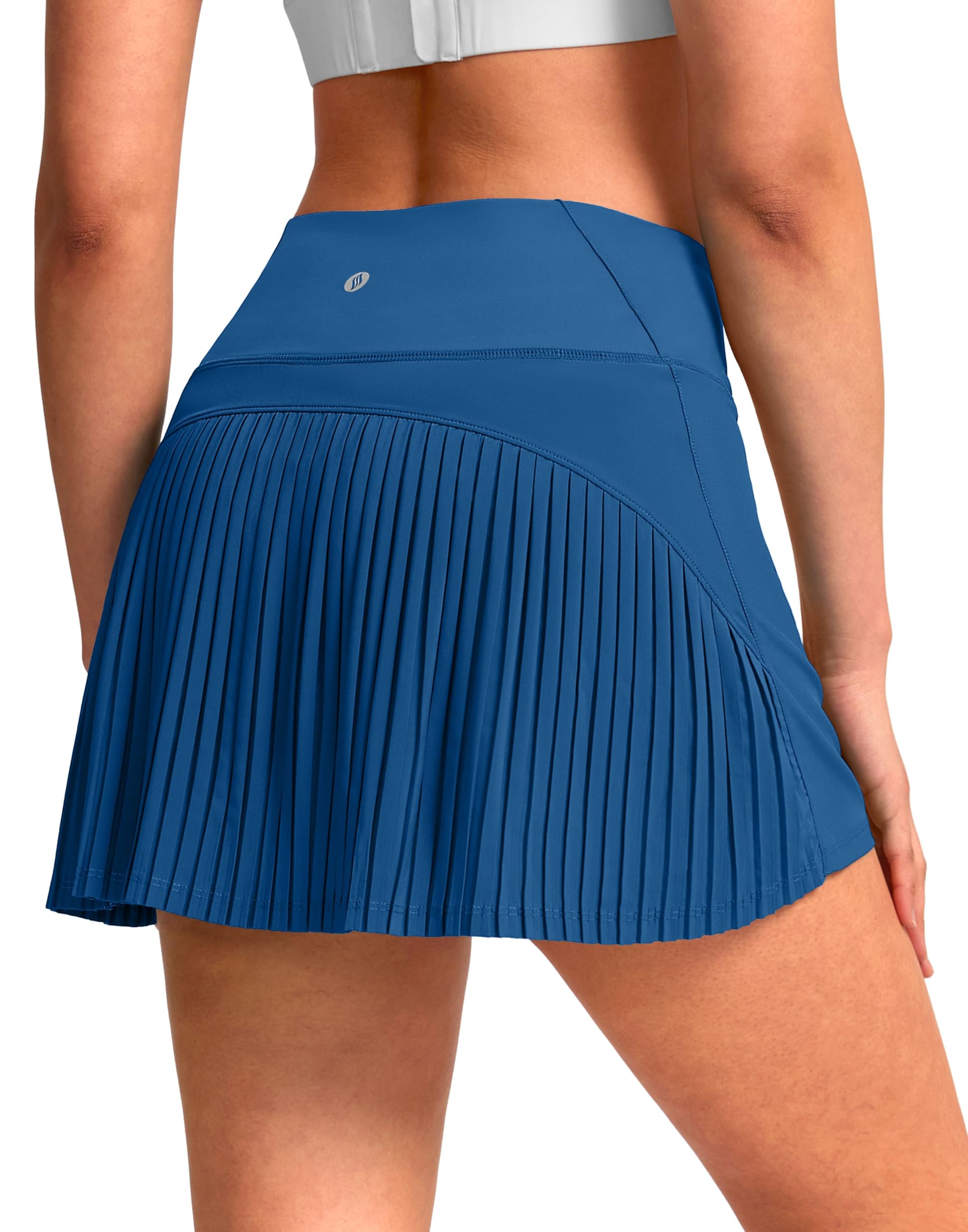SANTINY 14" Tennis Skirt Skorts for Woman Pleated High Waited Skirts with Built-in Shorts Athletic Golf Skort