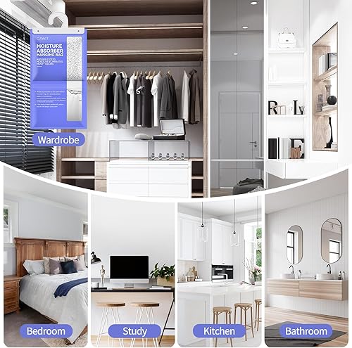 Miniatura 6 de CLEVAST Paquetes absorbentes de humedad, 15.2 onzas, paquete de 6, bolsas deshumidificadoras grandes con fragancia de limón para armario, absorbente