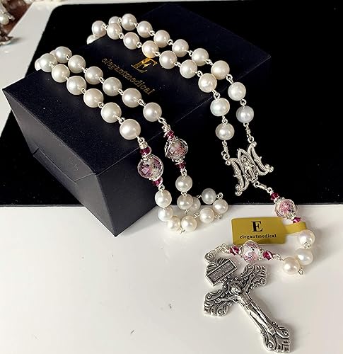 Miniatura 6 de Elegantmedical - Caja de collar de perlas y perlas de veluriyam hechos a mano católicas AAA de 8 a 0.354 in