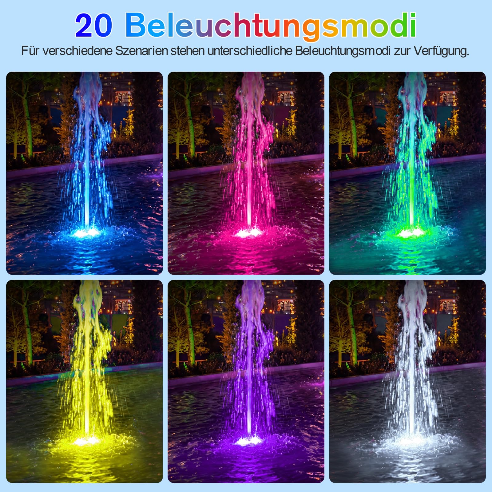 POPOSOAP Projecteurs Sous-Marins RGB avec Minuterie, 20 Couleurs Réglables Lampe LED Submersible IP68 Étanche, Télécommande pour Étang Jardin Piscine Aquarium Décoration (Lot de 6)