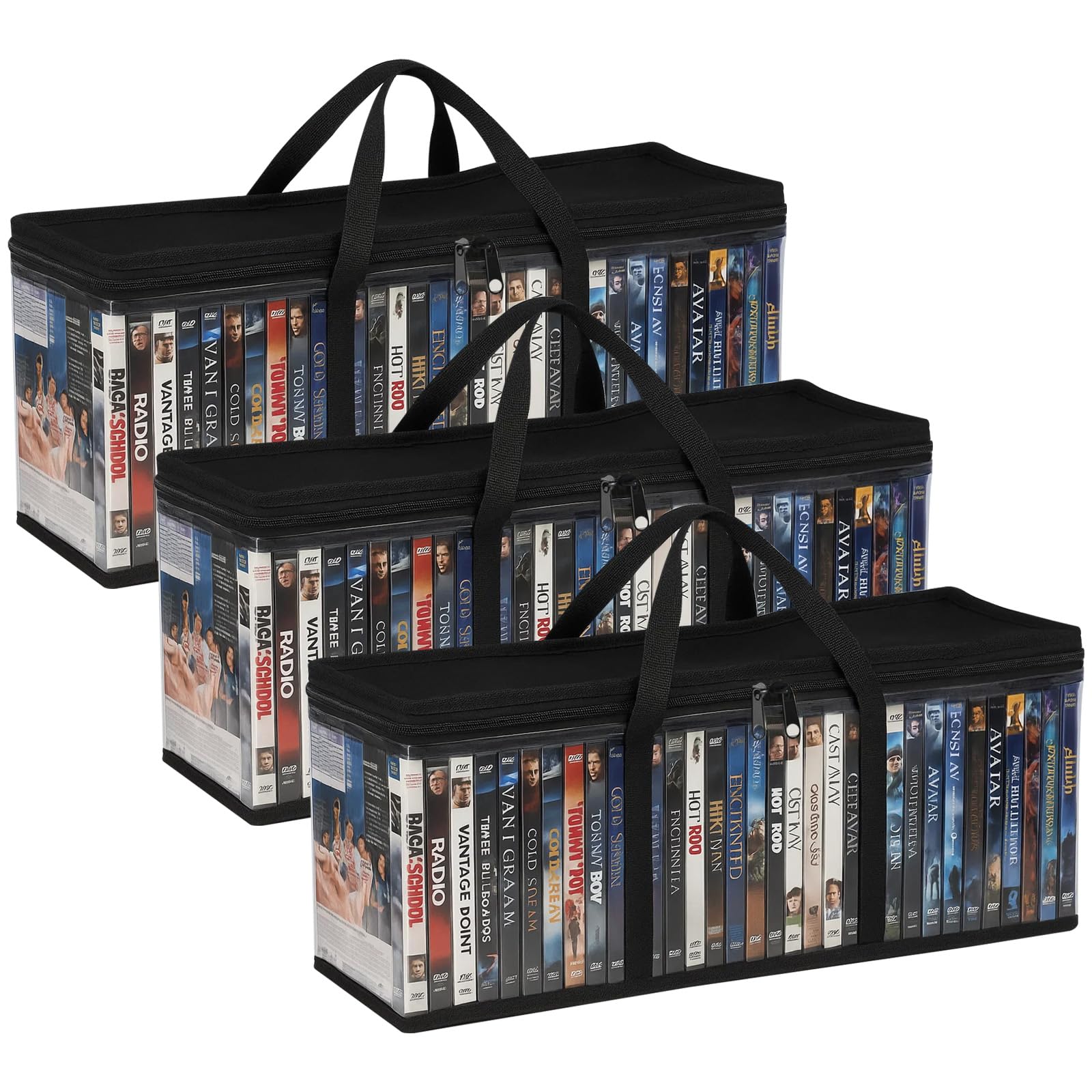 DVD Storage Boxes 3 Pack Portable CD Storage Boxes Holds Up to 99 Discs Dvd Storage Case with Sturdy Carrying Handles for Home or Travel 58 * 22 * 13CM (3 pack)