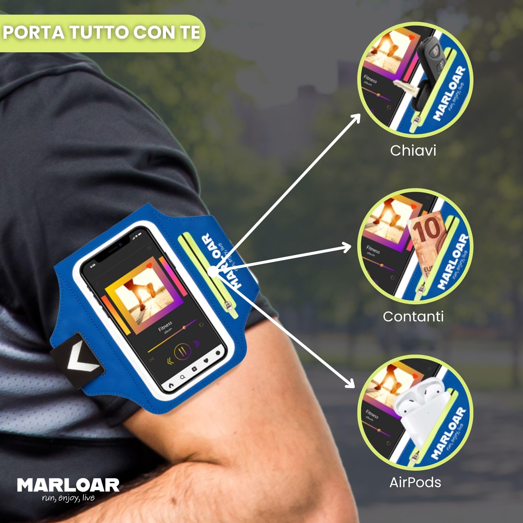 Fascia Braccio Sportiva MARLOAR Per Cellulare | Compatibile IPhone E Samsung Fino A 6.5"