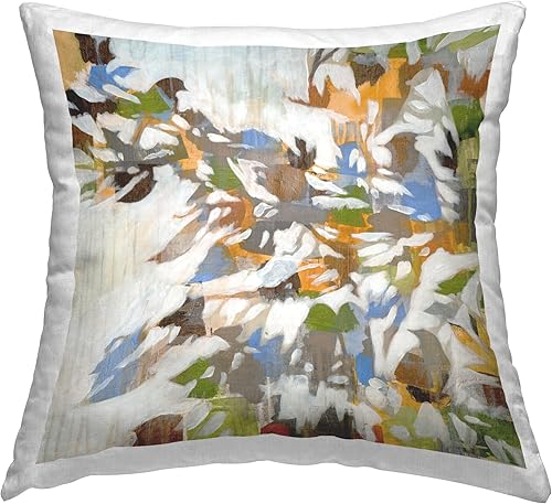 Stupell Industries Liz Jardine - Cojín de diseño abstracto de pájaros en ramas, 18 x 18 pulgadas, multicolor