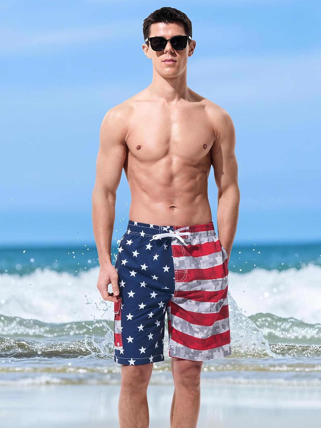 Mens Swim Trunks Board Shorts Swim Shorts Quick Dry 9 Inch Beach Swimwear - Image 3
