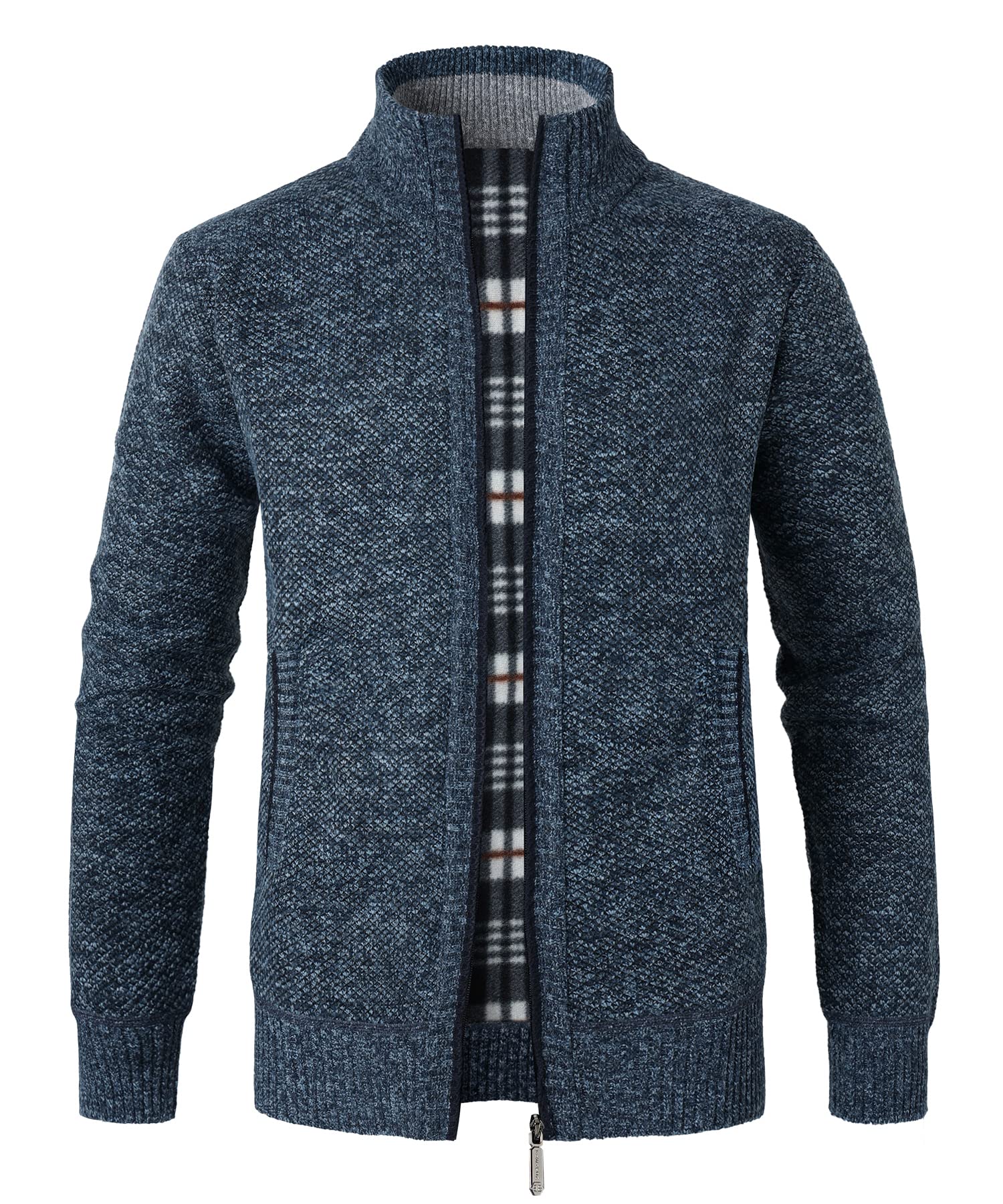 Cárdigan de Punto para Hombre Casuales Chaqueta con Cremallera Suéter de Punto De Manga Larga Otoño Invierno Grueso y cálido Abrigo con Forro Polar Slim Fit Cálida