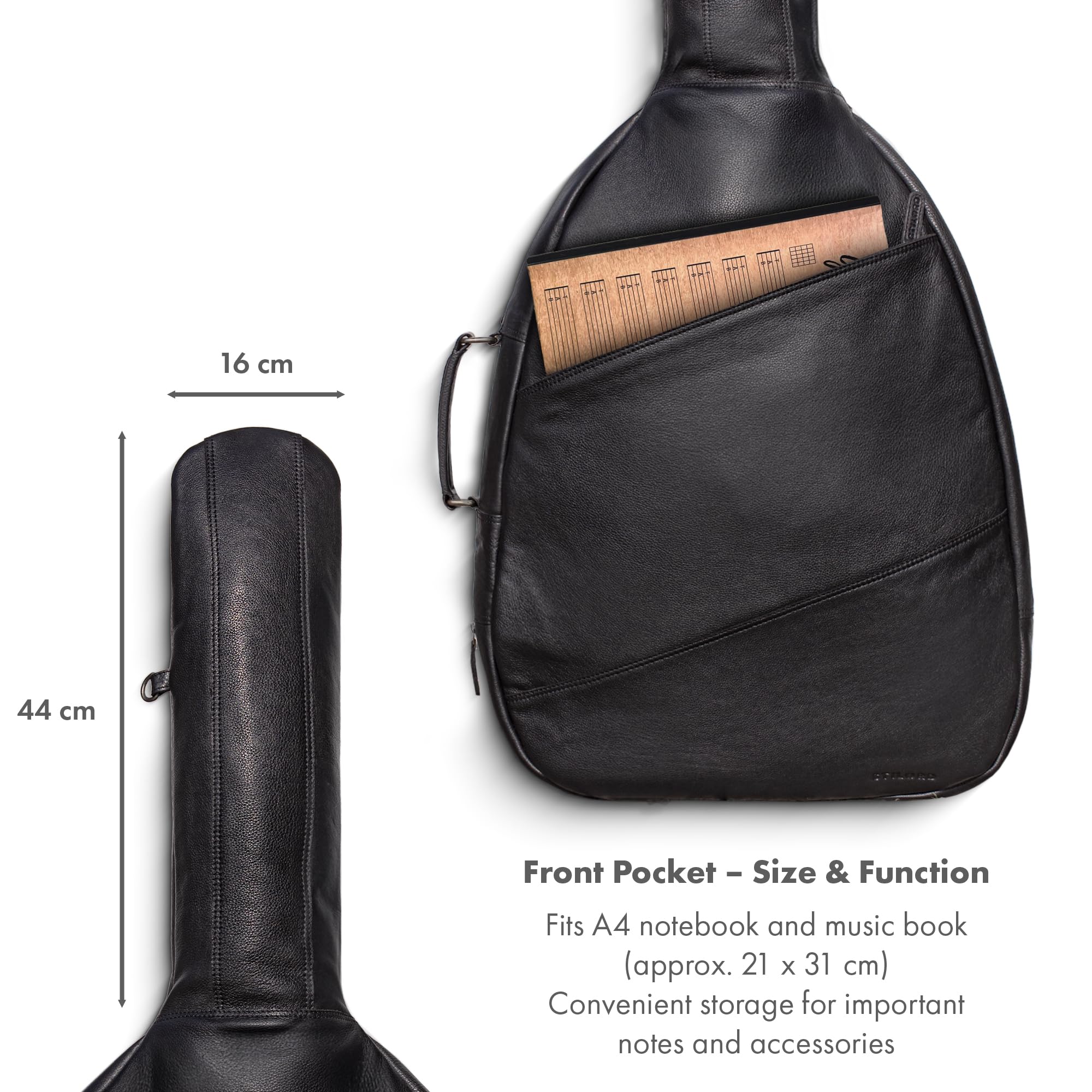STILORD 'Elvis' Funda Premium de Cuero para Guitarra Clásica y Acústica 4/4 de 39, 40 y 41 Pulgadas Estuche Acolchado Resistente al Agua para Guitarras de Concierto, Color:Negro