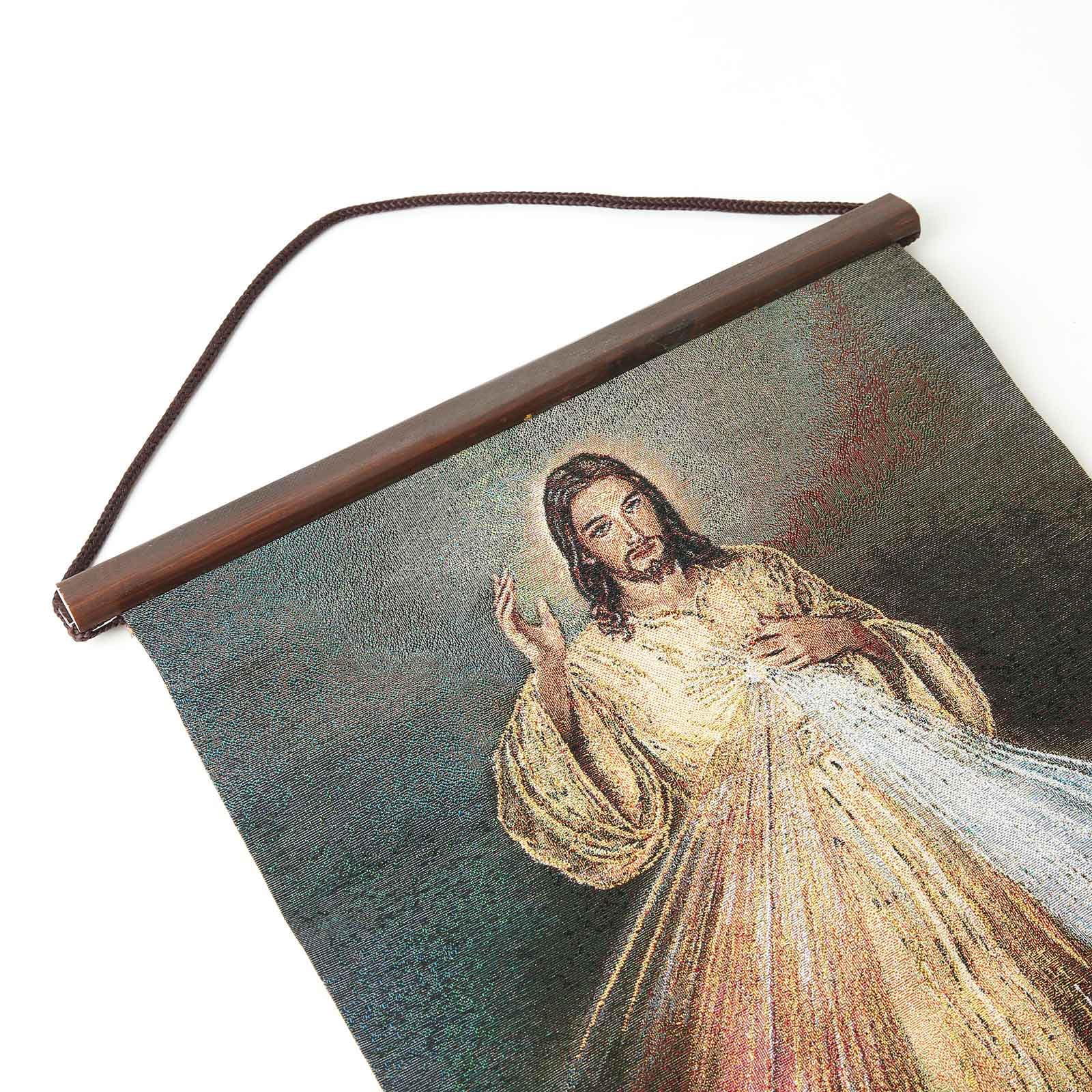 HZMAN Jesus Painting Retro Handmade Weave Wall Art Decor Holy Christ Aesthetic Picture for Living Room Bedroom Wood Framed 17x12 inch - Image 3