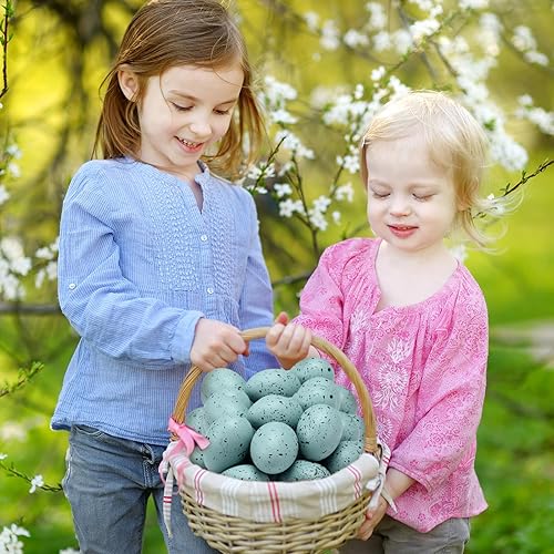 Miniatura 5 de SiliFine Huevos moteados de Pascua de 2.4 pulgadas, relleno de cuenco y jarrón de plástico, huevos de gallina sintéticos para exhibiciones de