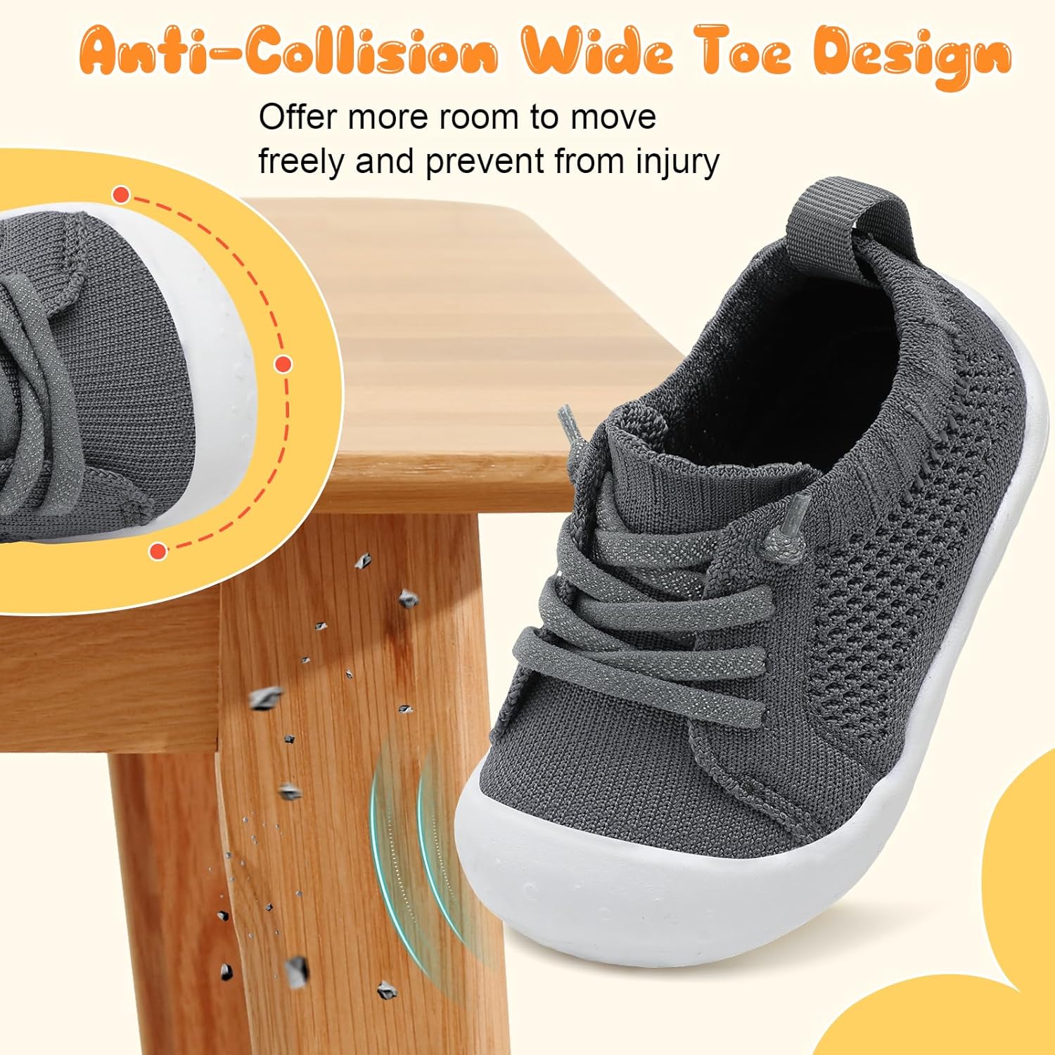 JIASUQI Baby Shoes for Toddler Boys Girls Sneakers Slip on Walking Shoes for Babies - Image 2