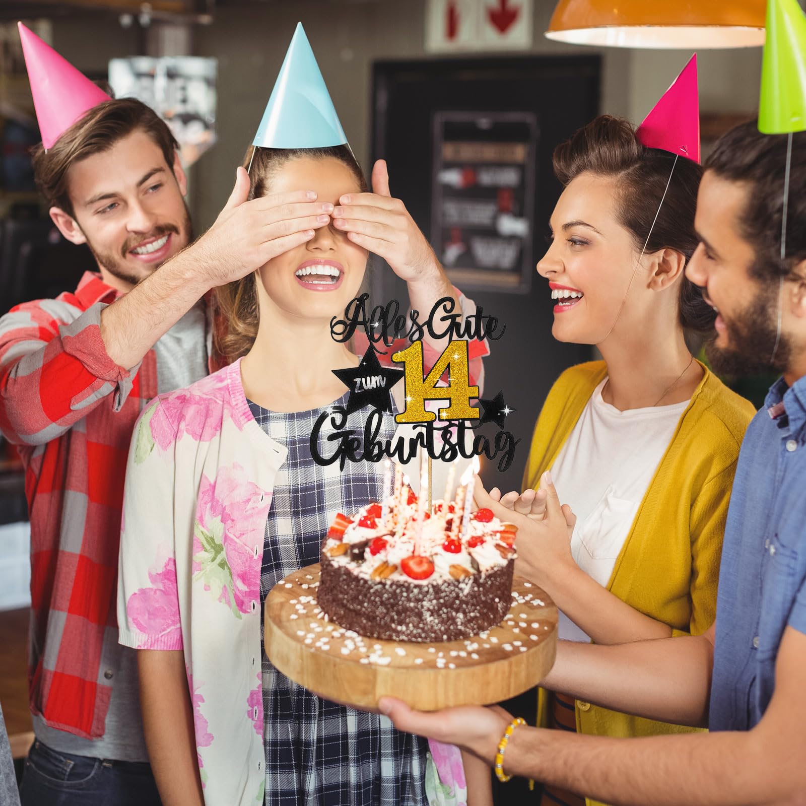14. Geburtstag Kuchenaufsatz – Glitzerndes Happy 14th Level Set Mit Sternen Für Jungen & Mädchen