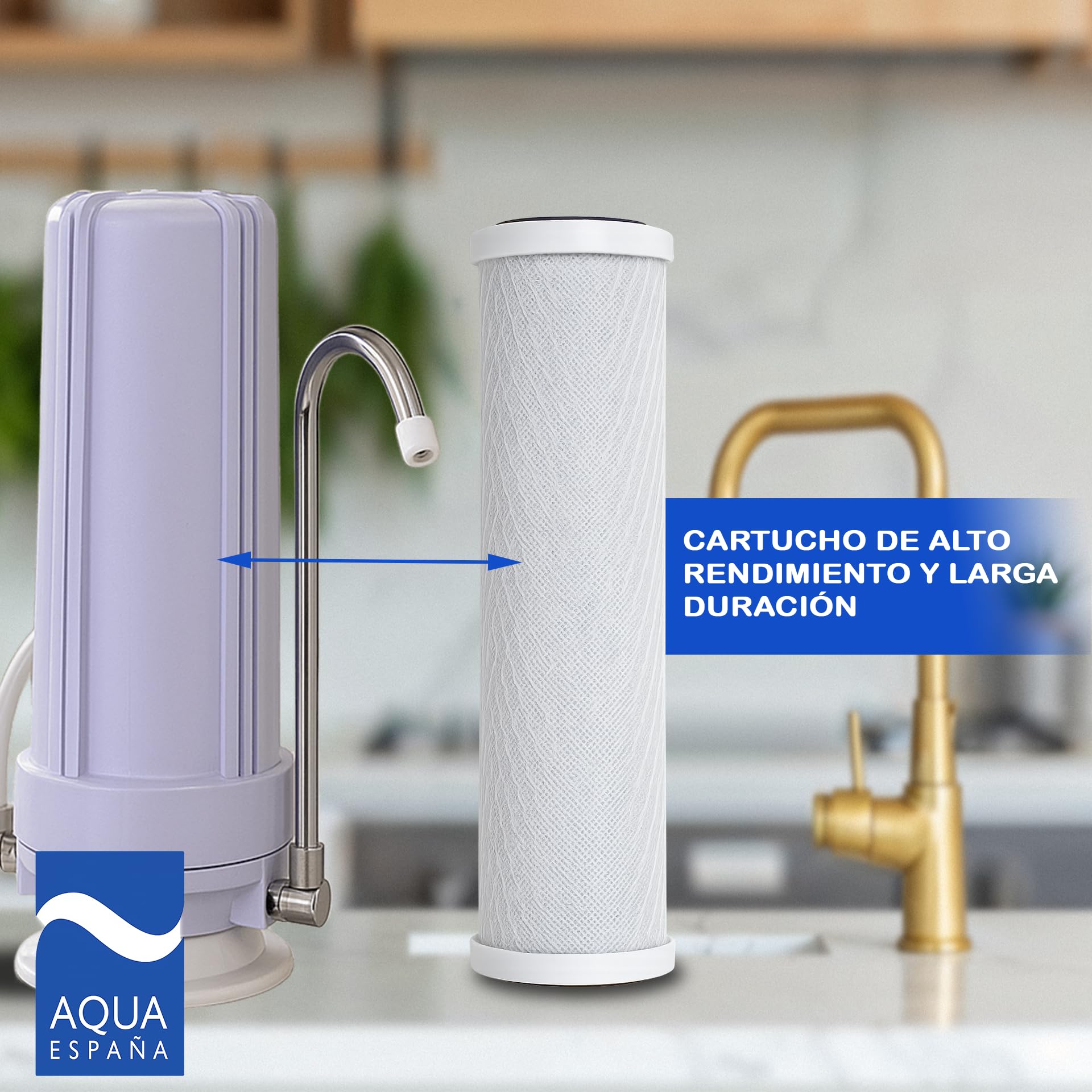 Filtro De Agua Fonlife | Para Grifo De Cocina | Elimina Cloro, Malos Olores Y Metales Pesados | Fácil De Instalar Sobre Encimera |Eficiente, Duradero Y Económico