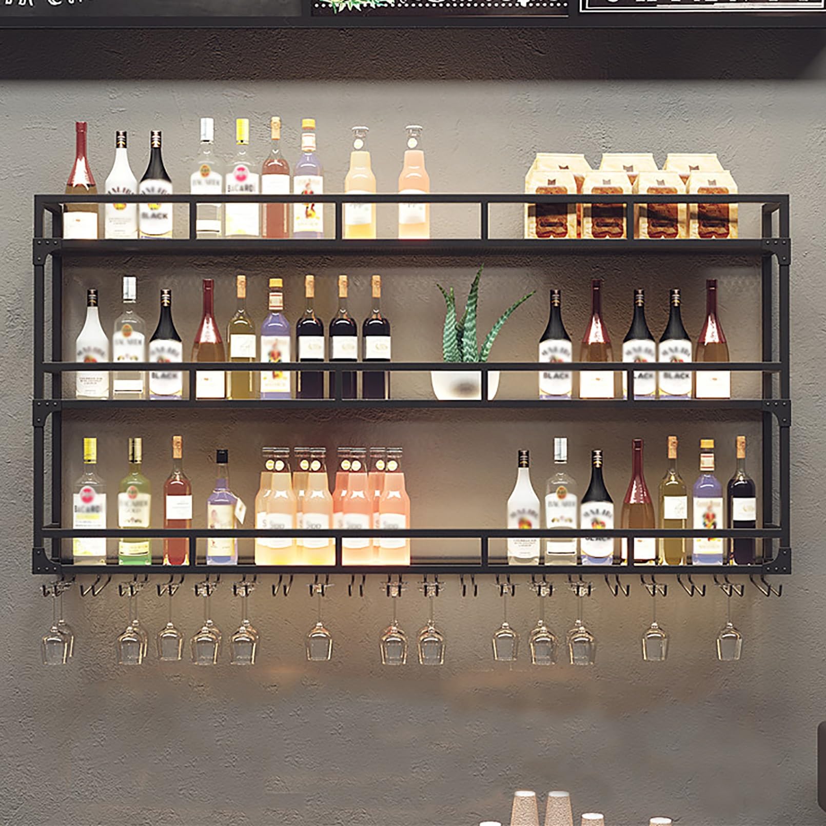 Étagères flottantes pour bar avec LED pour sublimer vos grands crus