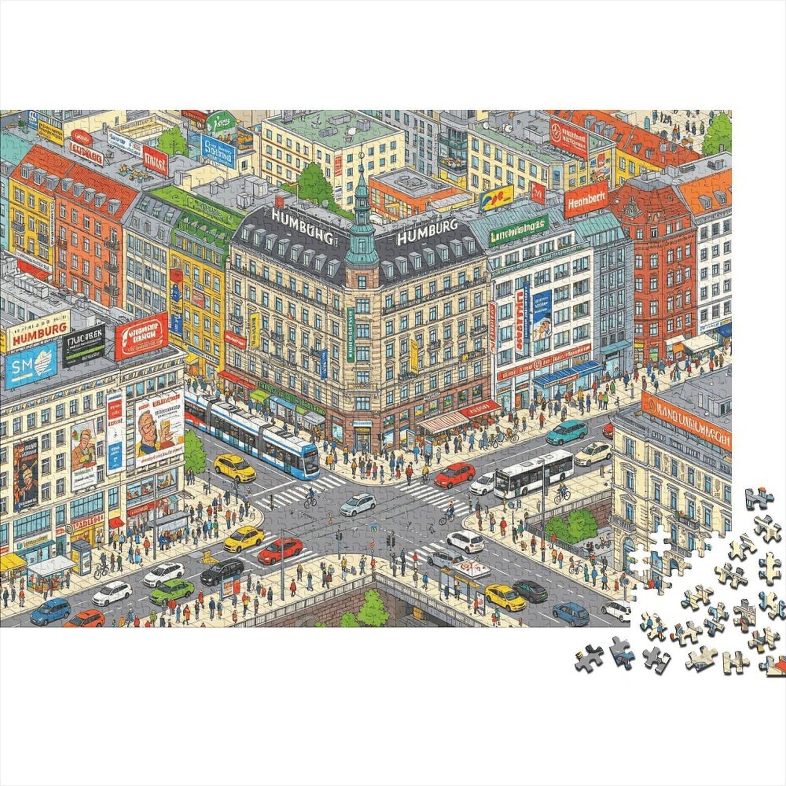 Isometric City Puzzles for Elderly 1000Pc Recyclable Paper Cartoon Art Puzzle for Adults Interesting Family Game Props Party Game Props for Home 52x38cm/1000pcs