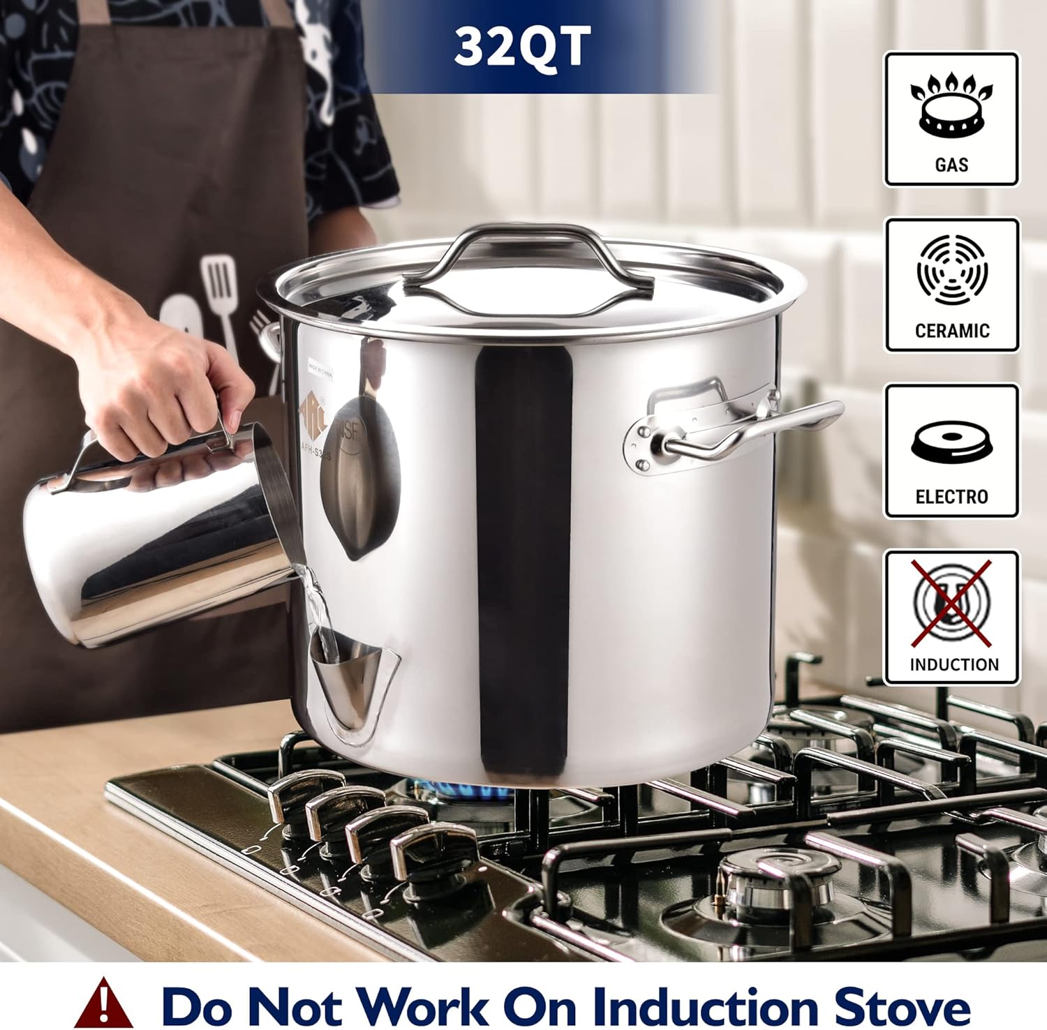 20QT Stainless Steel Vegetable Steamer with Divider and Steamer Rack in