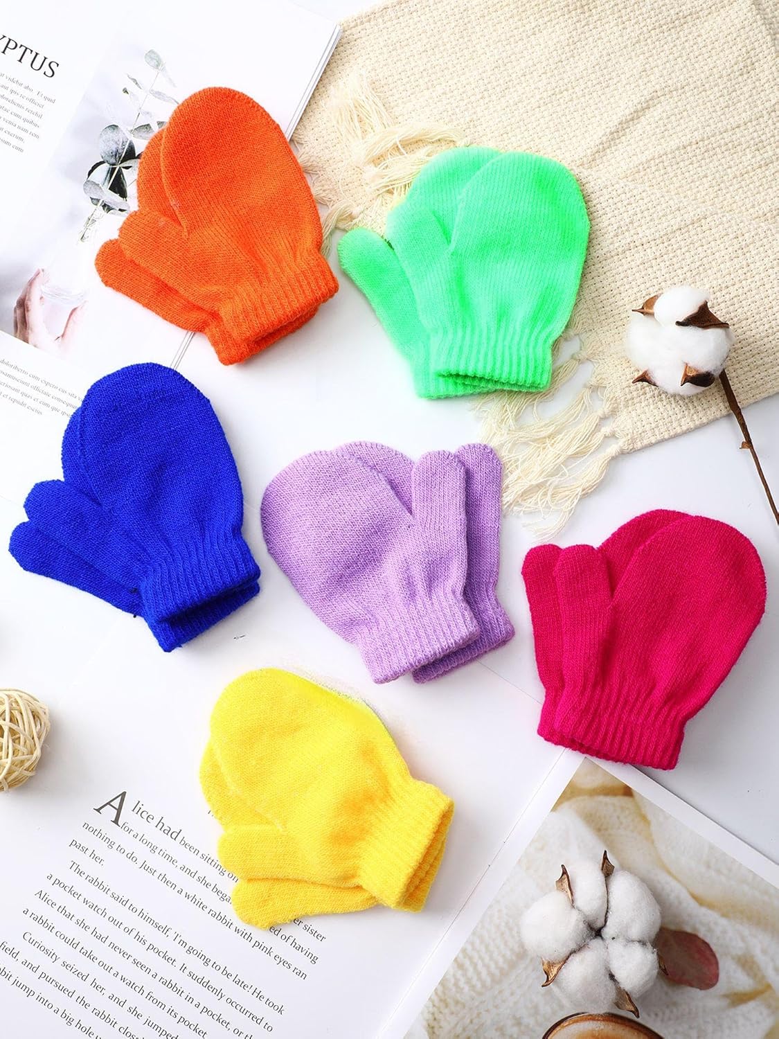 Boao 12 Pairs Toddler Mittens Bulk Kids Winter Knit Gloves pack Childrens Stretch Mittens for Toddler Boys Girls - Image 5
