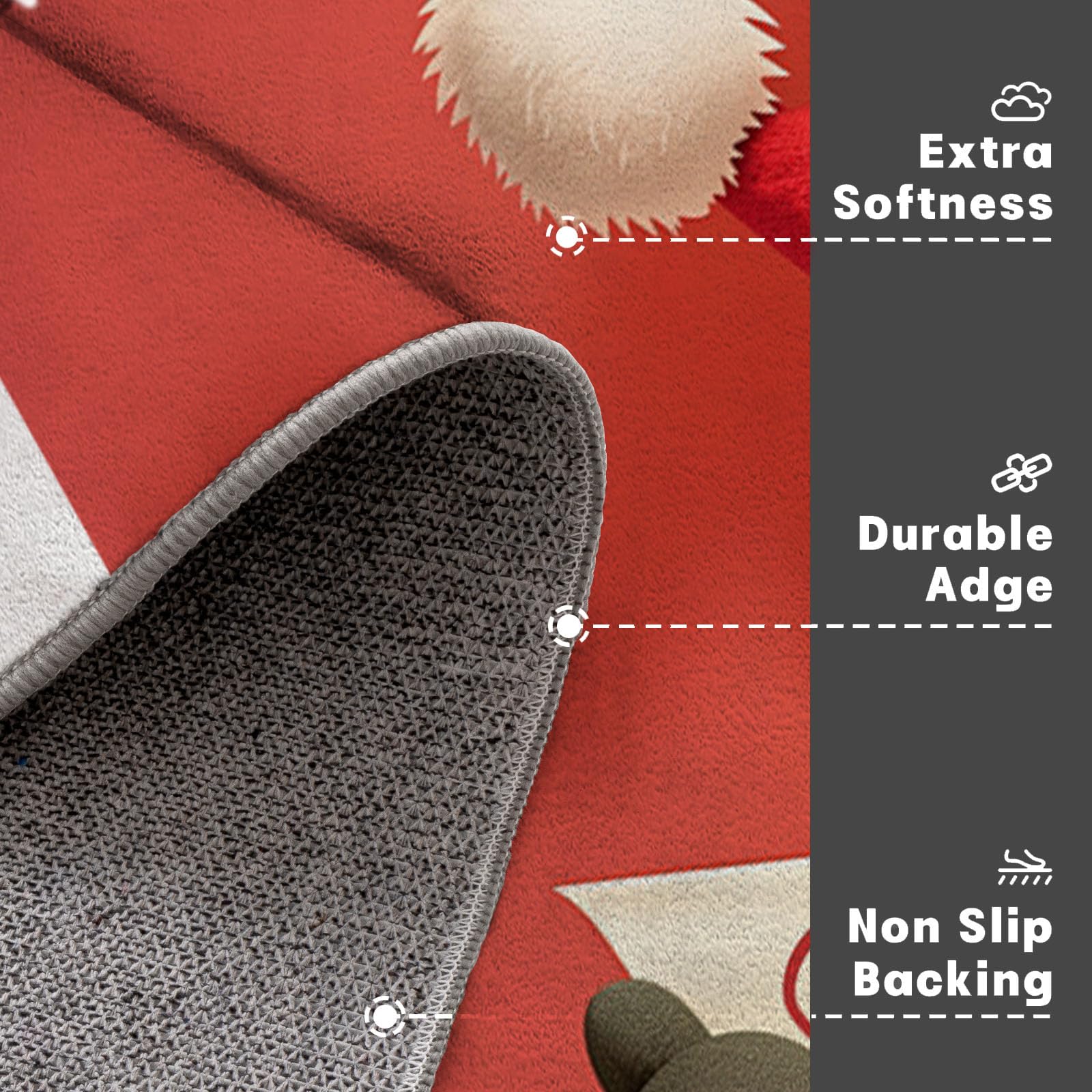 Felpudo de Entrada Casa Papá Noel 90x150cm Alfombra Exterior para Puerta Impermeable, Lavabl Alfombrilla Tema Navideño Antideslizante para Recibidor, Pasillo, Cocina - Rojo