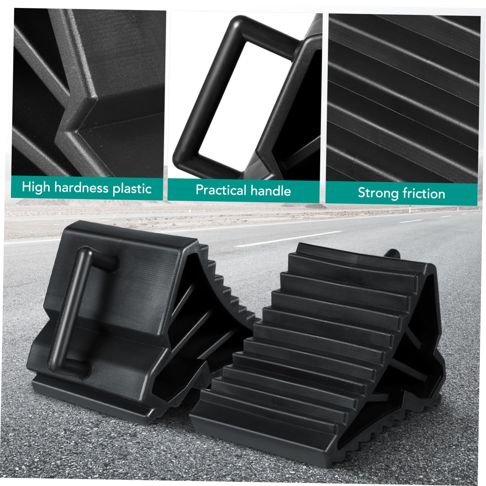 Calzos Almohadilla Piezas de 4 Plástico Ruedas para Negro Coche Antideslizante y Ranuras para Trabajo en Coche y Uso Doméstico