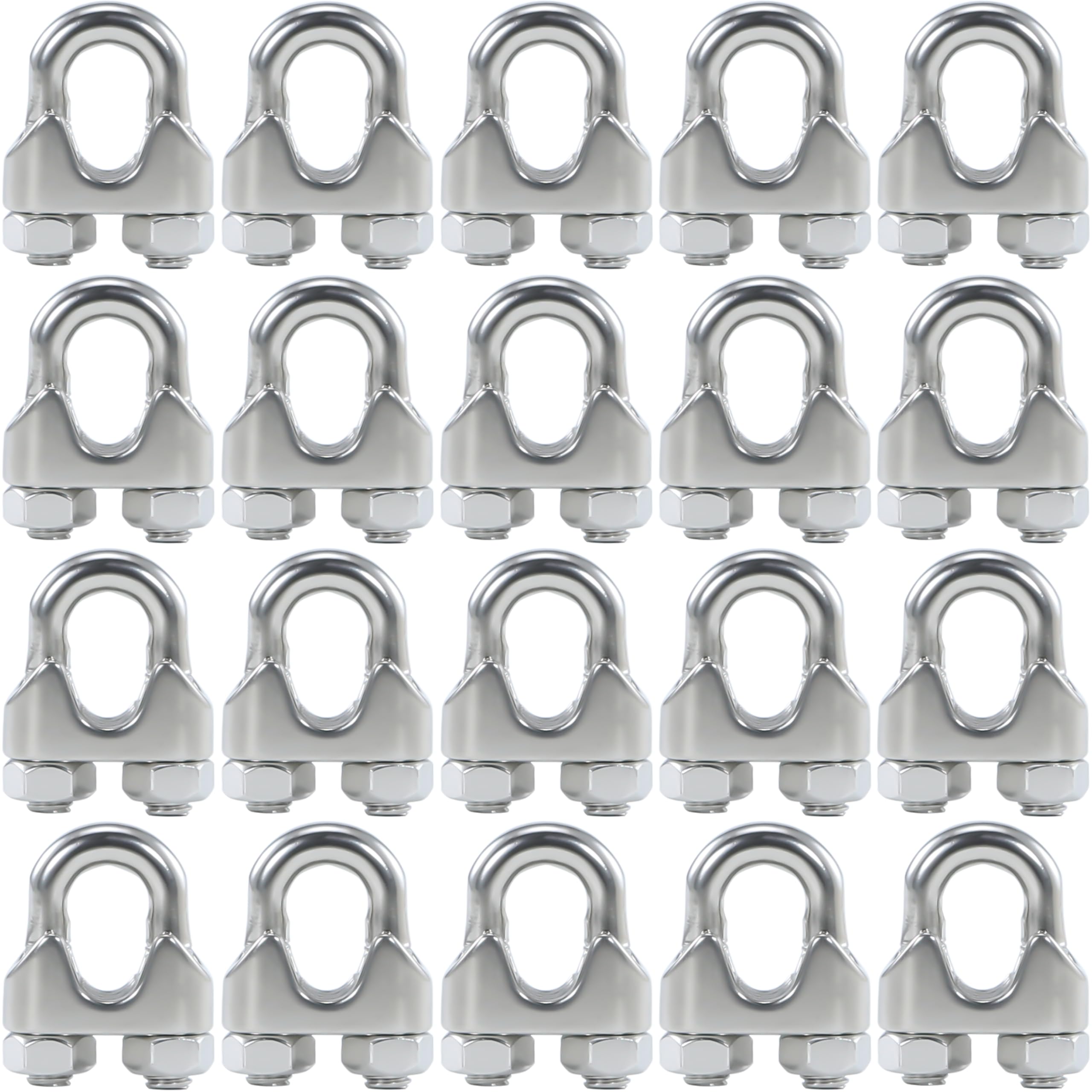HEVERP 20PCS 1/8 Inches M3 Stainless Steel Wire Rope Cable Clip Clamp