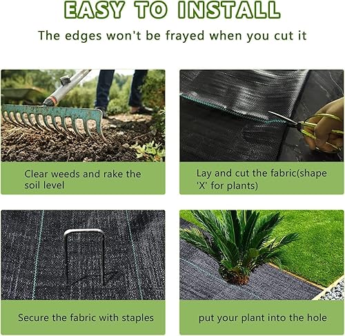 Miniatura 3 de Tela resistente para paisajismo, 4 x 50 pies, barrera contra malezas, cubierta para el suelo para el jardín, tela para controlar las malezas, tela