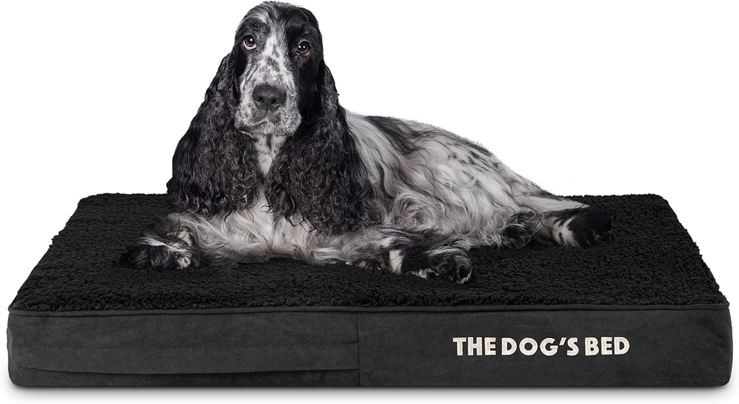 The Dog’s Bed Orthopaedic Dog Bed Medium Black Plush 86x56x10cm