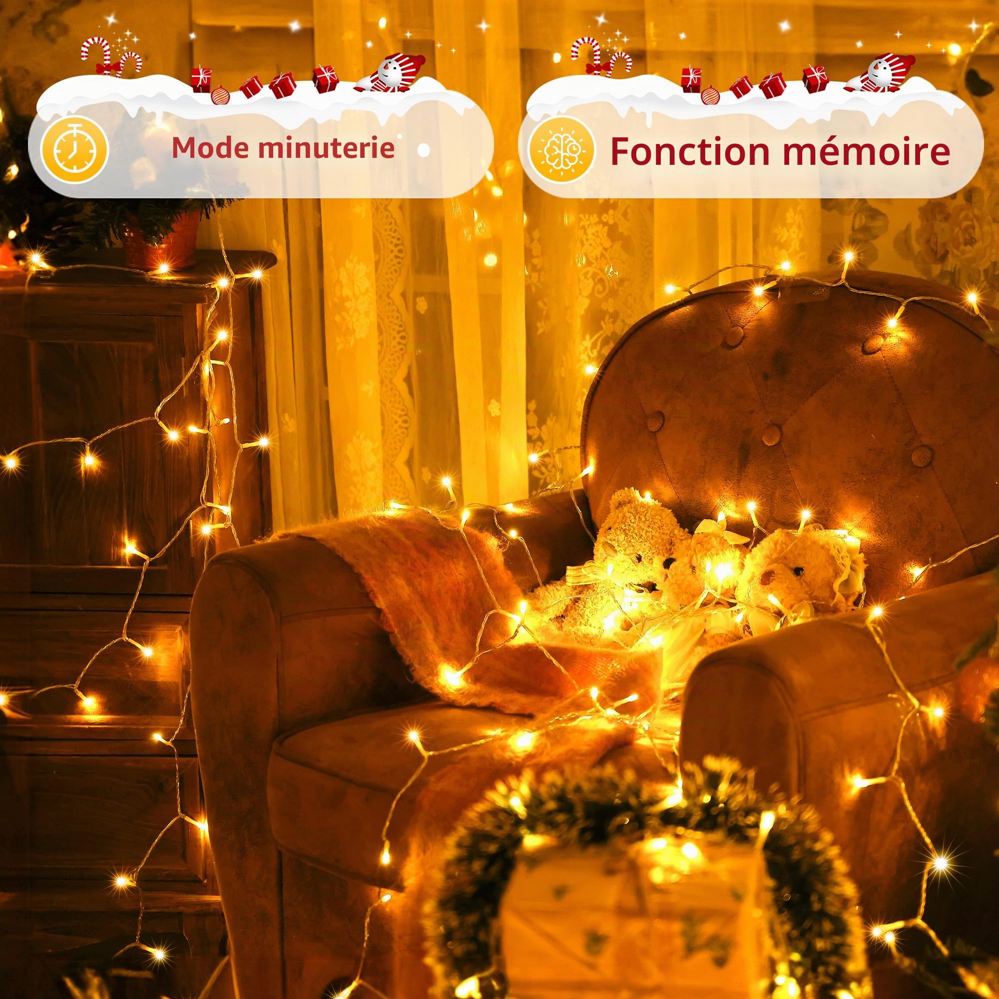 Auriostar Guirlande Lumineuse Exterieure, 40m 400LEDs Guirlande Lumineuse Noel Intérieur et Extérieur étanche IP44, 8 Modes avec Télécommande pour Noël, Chambre, Décoration Sapin de Noel