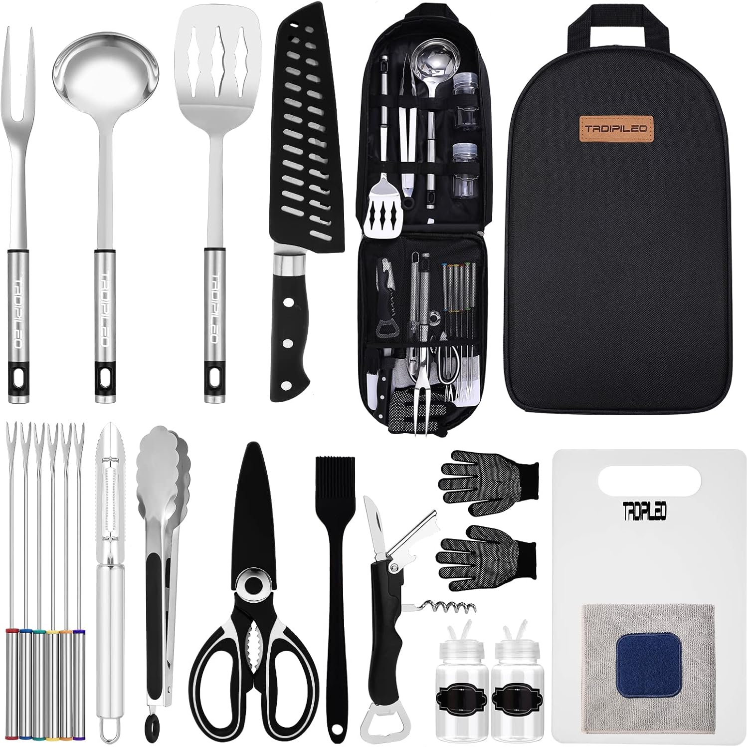 Camp Kitchen Cooking Utensil Set,20 Piece Portable Outdoor