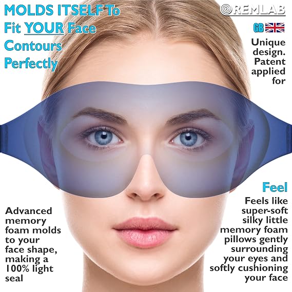 Eye Mask for Sleeping Women and Men, Eye Covers for Sleeping, Eye Mask Sleep Blind Fold Cover, Comfortable Cooling Padded Memory Foam Airplane 3D Blindfold Night Masks (Slumber Blue)