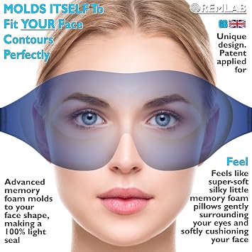 Eye Mask for Sleeping Women and Men, Eye Covers for Sleeping, Eye Mask Sleep Blind Fold Cover, Comfortable Cooling Padded Memory Foam Airplane 3D Blindfold Night Masks (Slumber Blue)