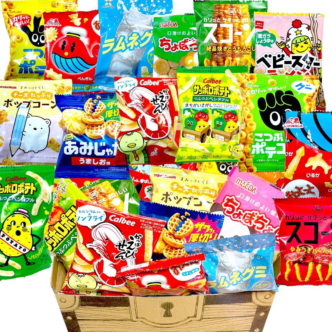 Amazon.co.jp: 【宝箱入り】 小袋 お菓子 アソートセット ランダム 25