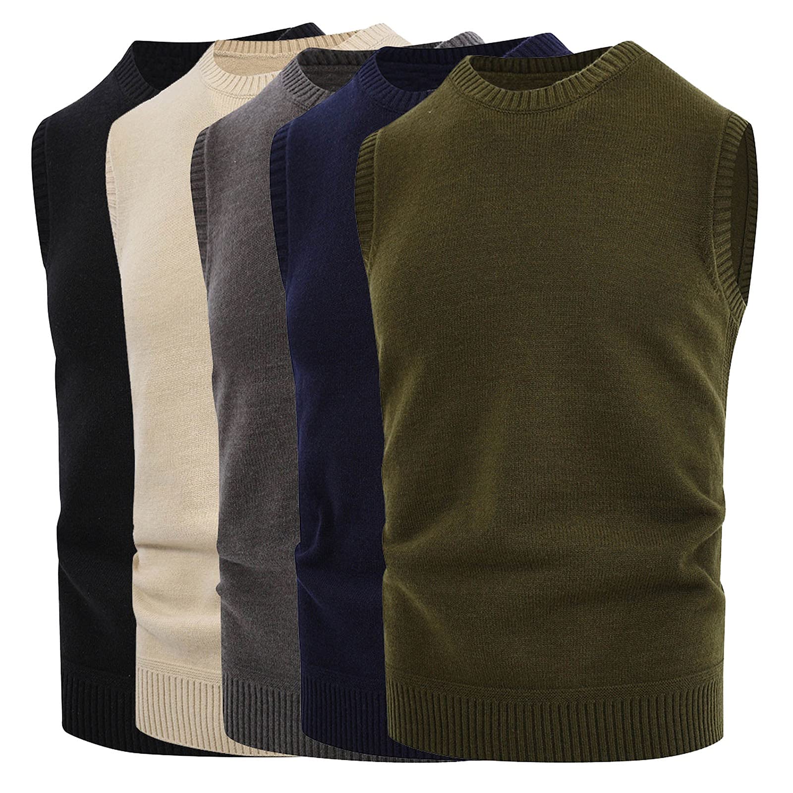 Pullunder Herren Ärmellos Sommer Pullover Herren, Leicht Strickwesten Crew Neck ärmellose Strickpullover Mann Strick Unterhemd ohne Ärmel Strick Tanktops Casual Sweater Strickwaren