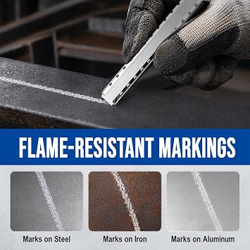 Slate Pencils with Soapstone Holder, 4 PCS French Chalk Tracer Pencil Set for Industrial Marking on Metal, Concrete & Steel