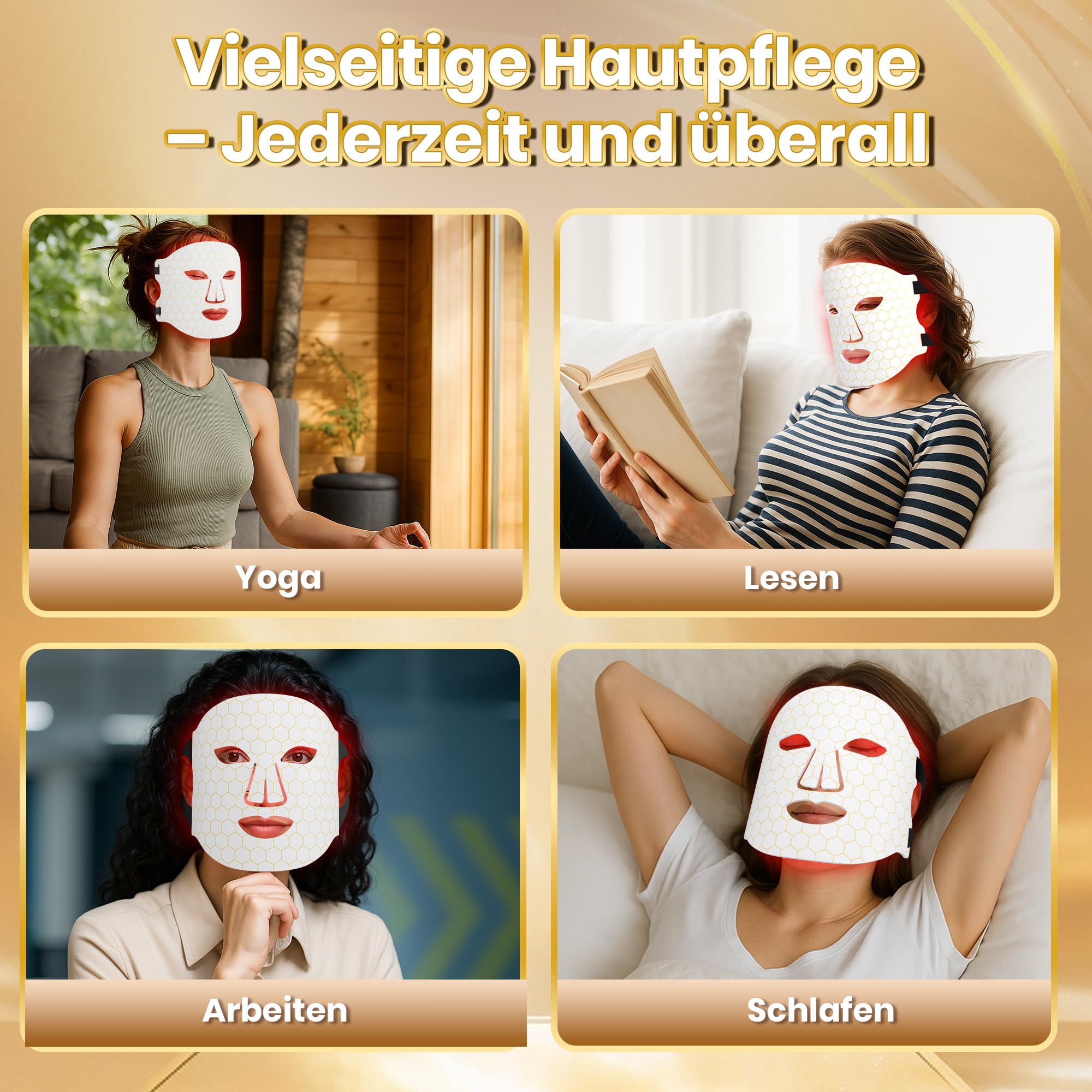 Photonische Kunststoff-Gesichtsmaske Rotlichtlampe LED Maske 4-Farben-mit 264 LEDs, Wiederaufladbare