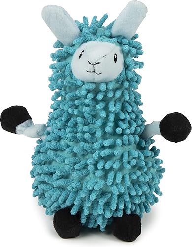 goDog Llamas - Juguete chirriante de peluche para perro, tecnología Chew Guard, azul, pequeño