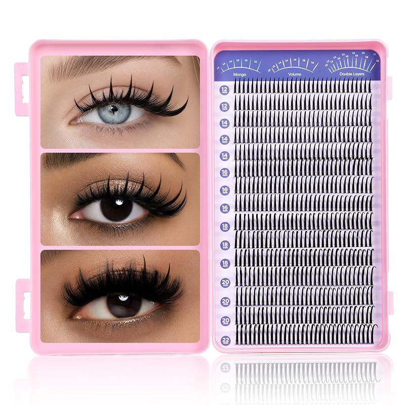 WINKGIGGLE Cílios Postiços em Tufo com Pontas, 12–22 mm, Pacote com 480 unidades
