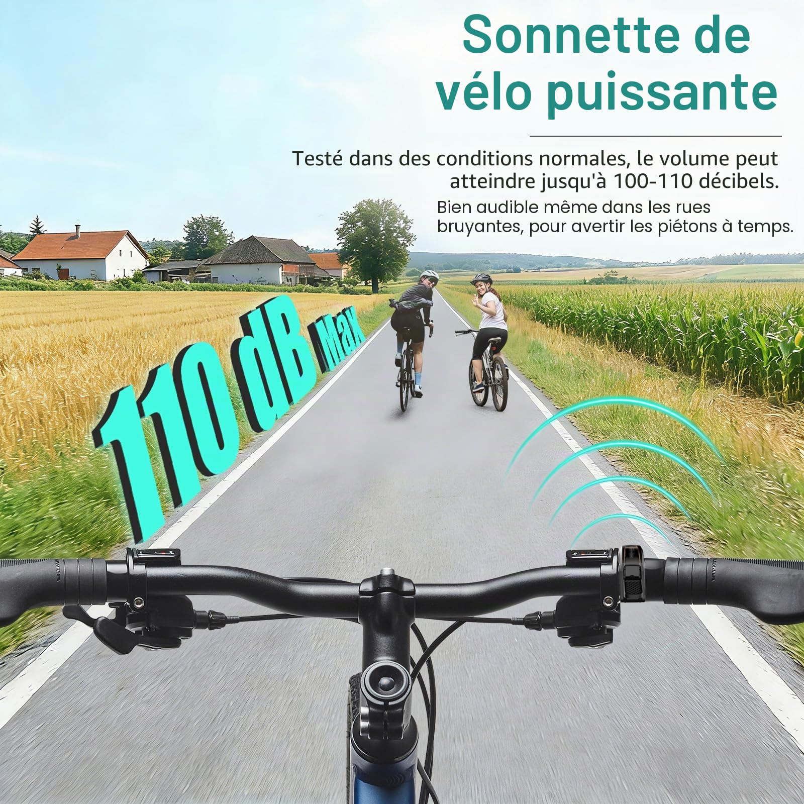 toptrek Sonnette de vélo de montagne innovante en alliage d'aluminium - Mise à niveau 2026 - 110 dB - Sonnette de vélo puissante - Pour vélo de route, vélo électrique et VTT - Guidon de 22,2 à 31,8 mm