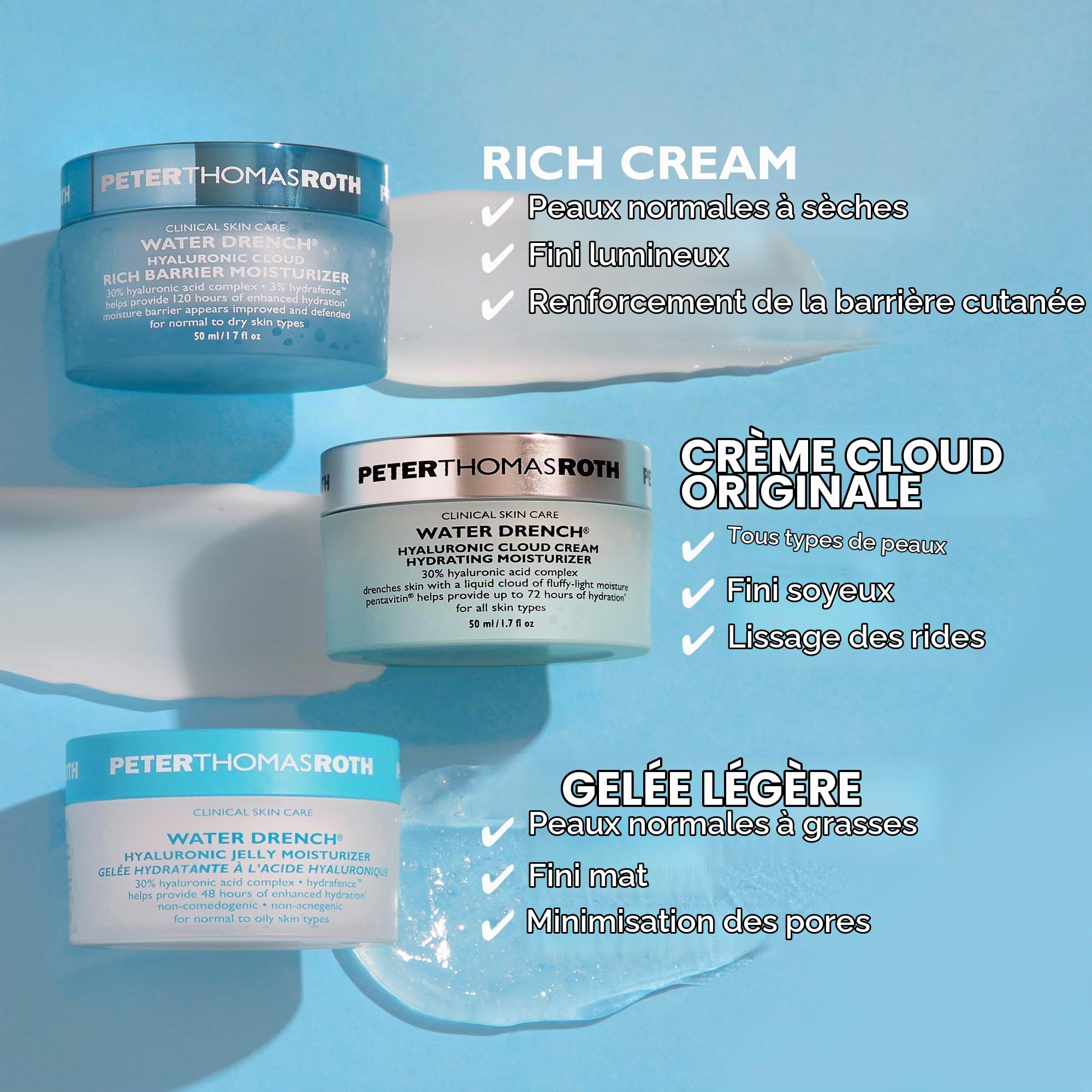 Peter Thomas Roth Peter Thomas Roth Water Drench Hyaluronic Cloud Cream Hydrating Moisturizer Bouchon d'oreille 4 centimeters Noir (Black)