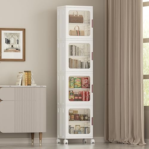 Contenedores de almacenamiento apilables de 11 galones, caja de almacenamiento plegable de plástico para organizadores y almacenamiento de ropa de