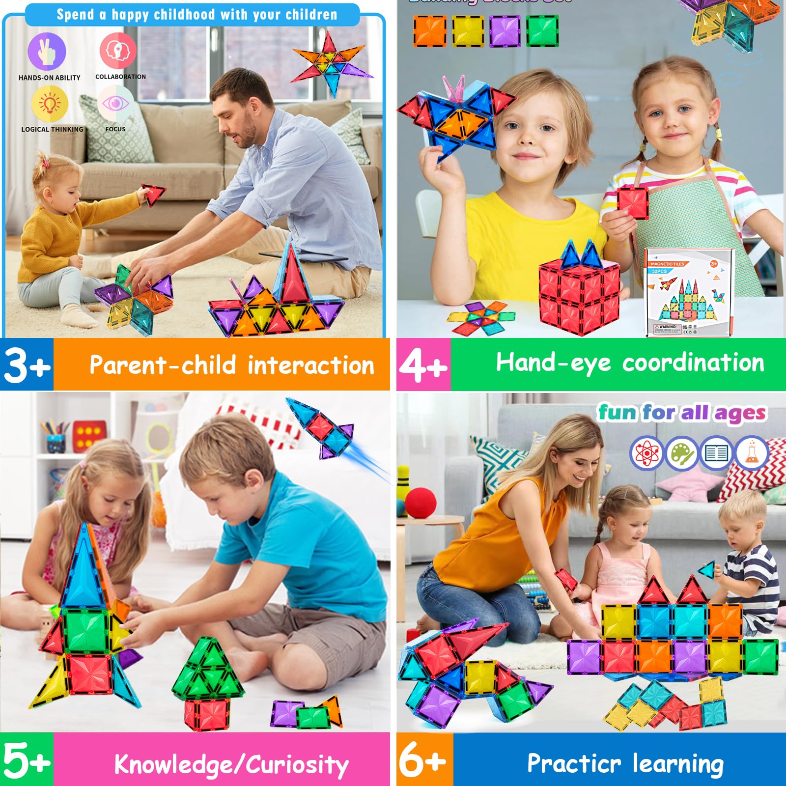 Tour Empilable Arc-en-ciel Avec Spinner – Blocs Interactifs Rotatifs – Jouet éducatif Dès 3 Ans – ABS Durable