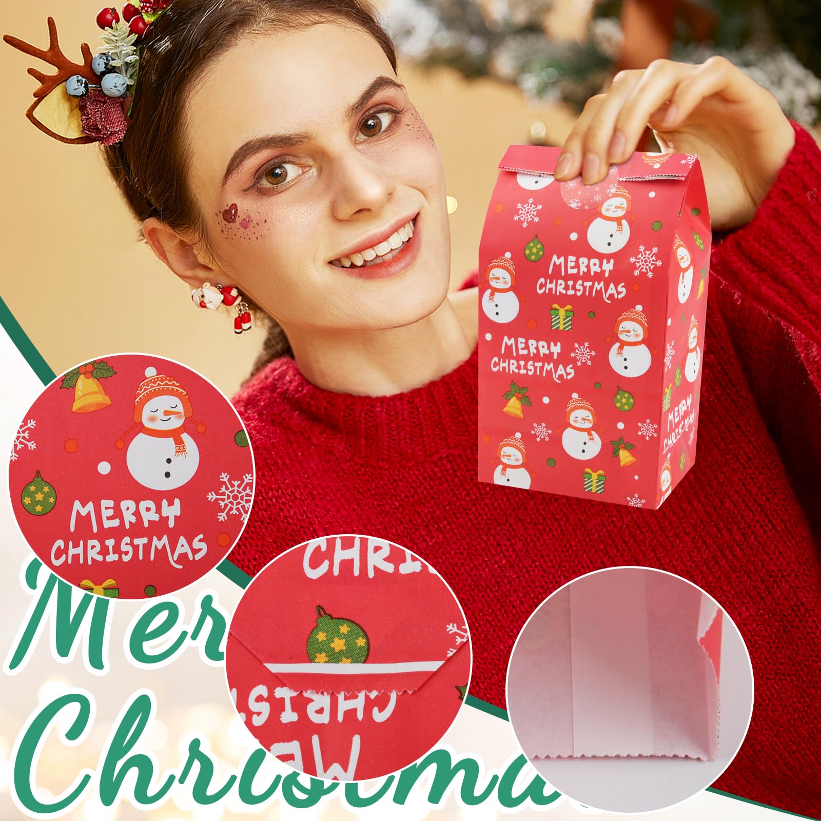 24 Weihnachts Geschenktüten mit DIY Aufklebern,Große Adventskalender