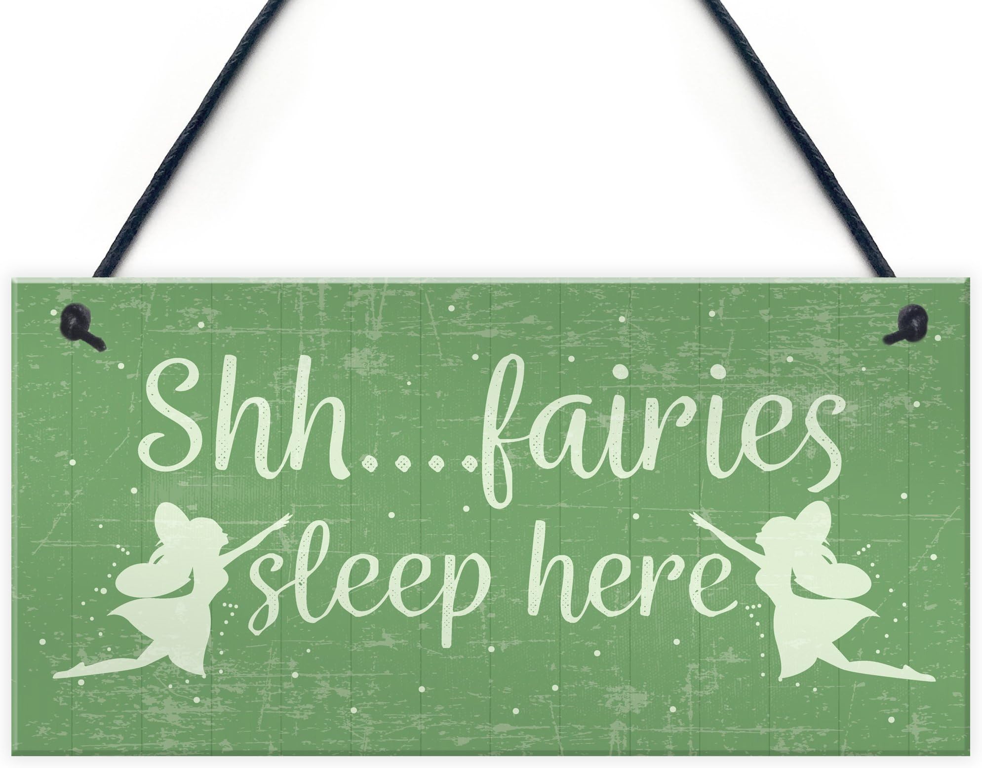 RED OCEANFairies Sleep Here Novelty Hanging Shabby Chic Plaque Novelty Fairy Garden Shed Sign