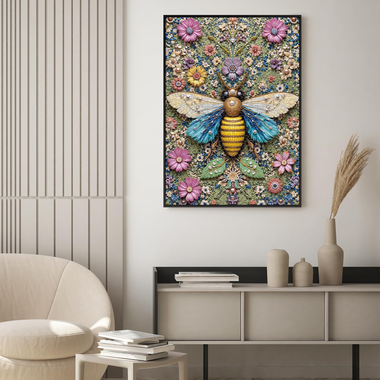Floral Bee Jigsaw Puzzles 1000 Pieces, Ultra-Difficult Animal Plant Jigsaw Puzzles for Adults 1000 Pieces, Impossible Flower Bee Art Puzzle for Expert Puzzle Lovers, Unique Gift Wall Decor