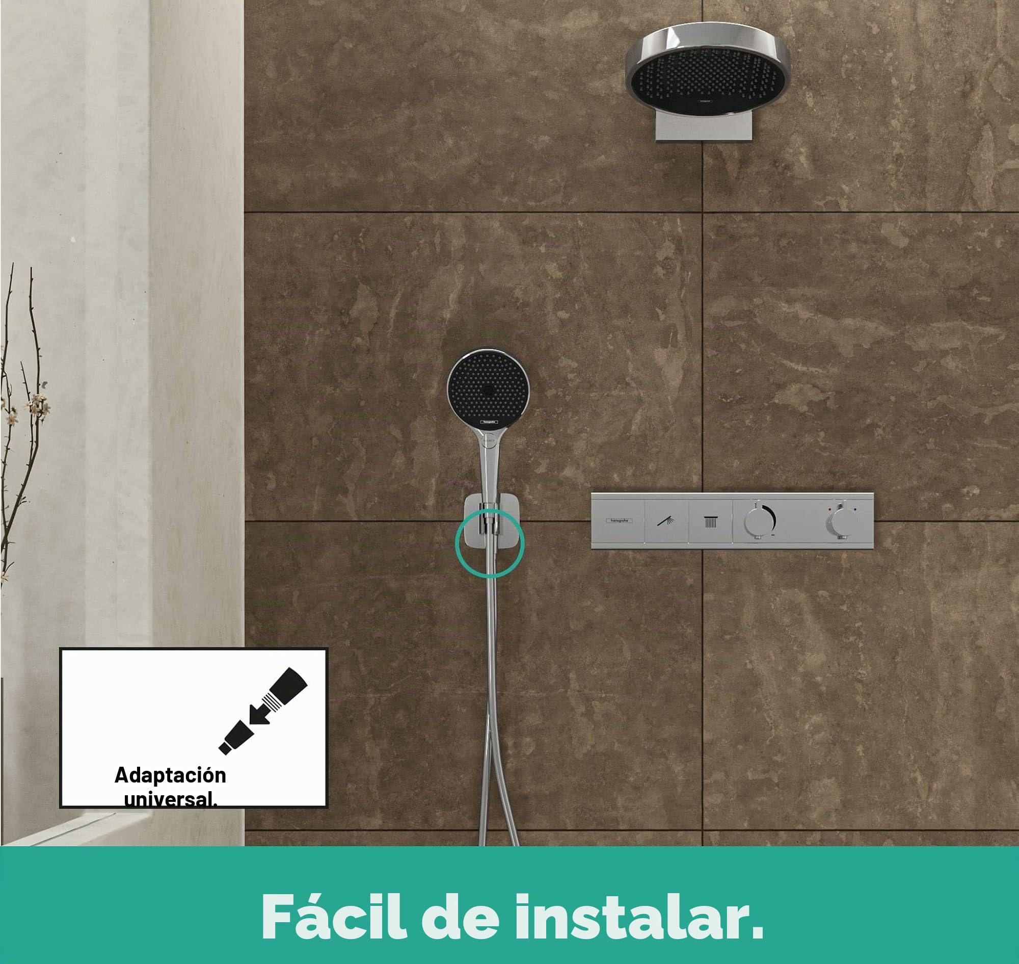 hansgrohe FixFit Q Toma de agua con soporte de ducha, cromo, 26887000
