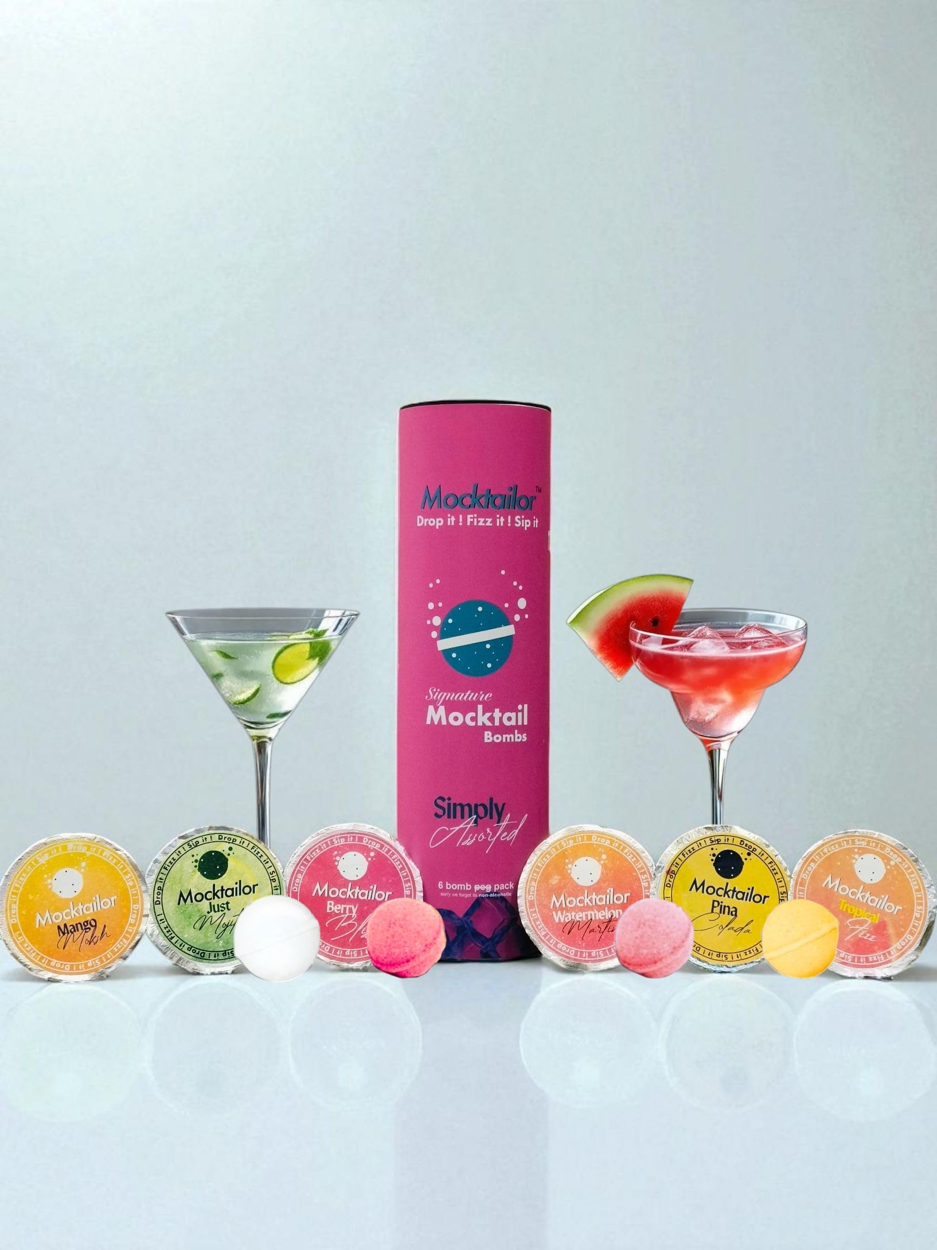 Mocktailor Signature Mocktail Bombs | Drop It, Fizz It, Sip It | Non-Alcoholic Drink Mix Pack (6 Bombs) (Pack of 6, Simply Assorted)-picture-16