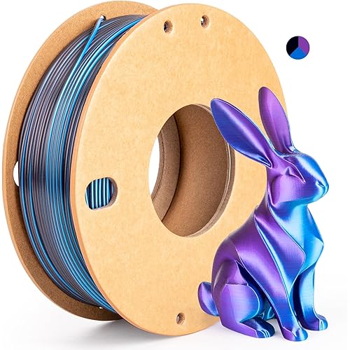 Silk Tricolor PLA+ 3D Printer Filament 1.75mm No Tangle, Neatly Wound Filament Net Weight 250g Spool, PLA Pro Plus Blue & Purple & Black