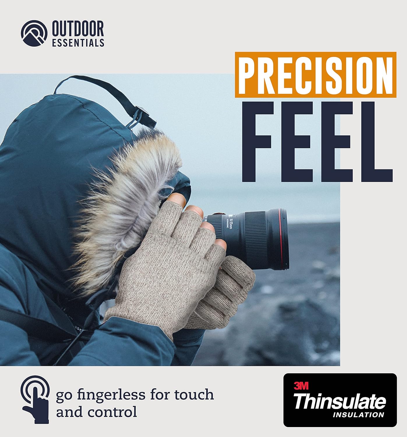 Fingerless Winter Gloves Convertible Wool Mittens for Men & Women - Warm Thermal Knit Flip Top Snow Glove for Cold Weather : Sports & Outdoors