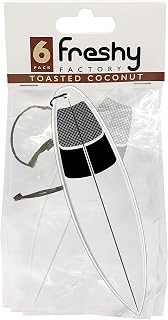 Surfboard Car Air Freshener by Freshy Factory - Coconut Surf Wax Scent (6 Pack)