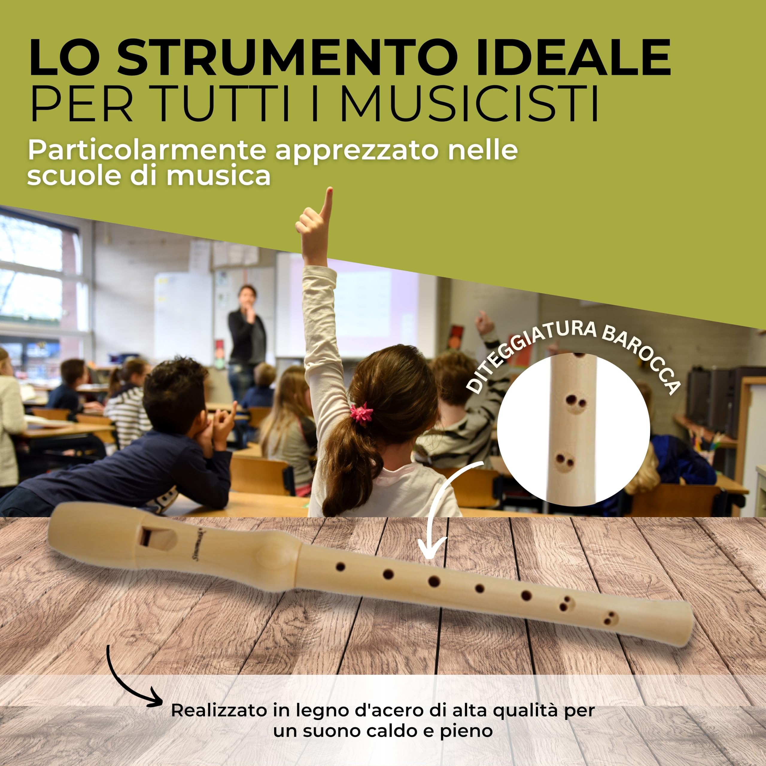 Flauto dolce in legno barocco diteggiatura in un set completo | Disponibile anche come diteggiatura tedesca (basta clic)